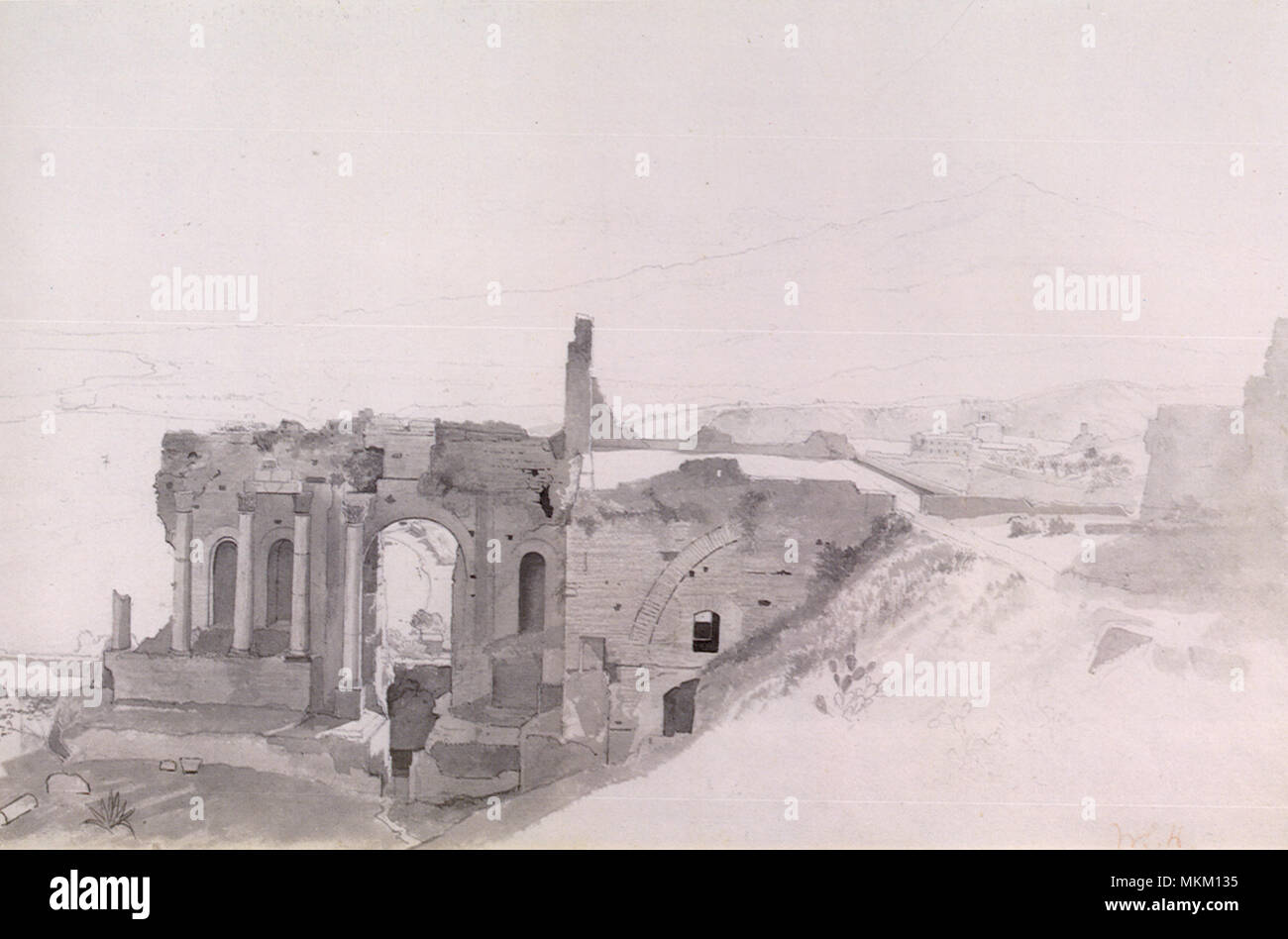 Roman Ruins at Taormina Stock Photo