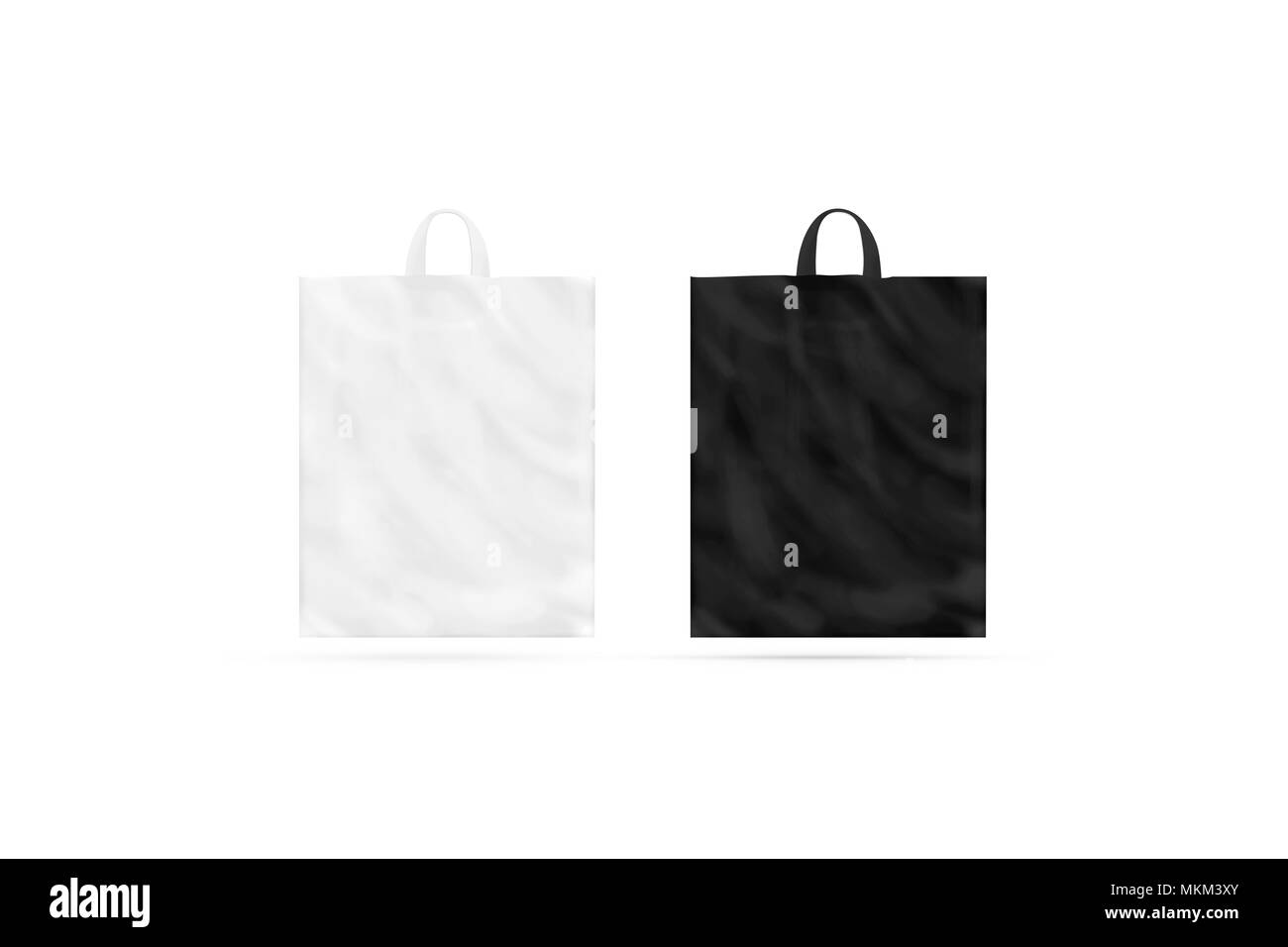 Blank white die-cut small plastic bag with handle hole mockup Stock Photo -  Alamy