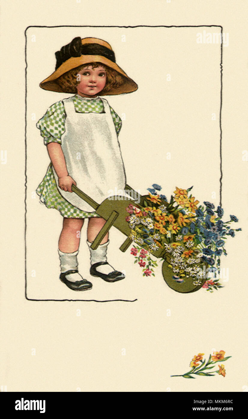 Girl with Wheelbarrow Stock Photo - Alamy