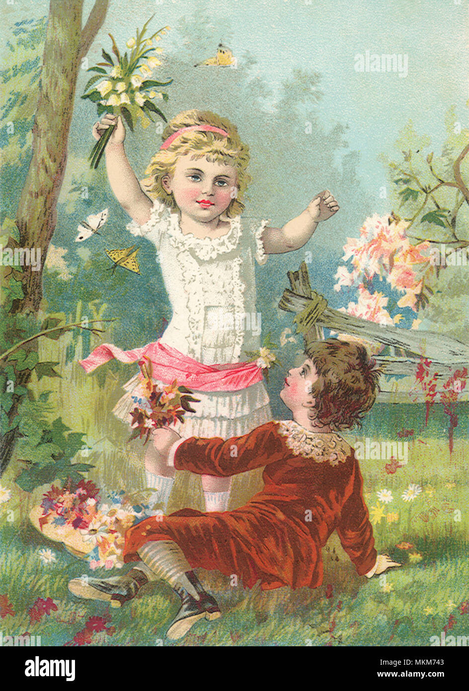Victorian Boy and Girl Stock Photo