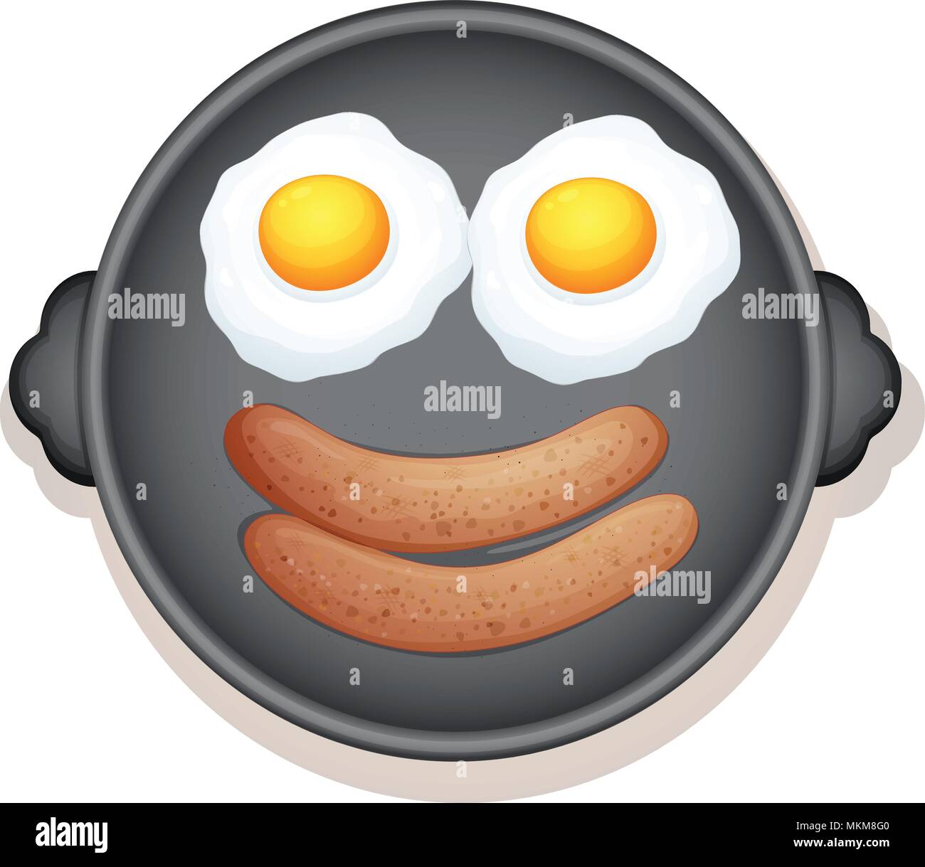 Sunny Side Up Eggs and Sausage Breakfast illustration Stock Vector