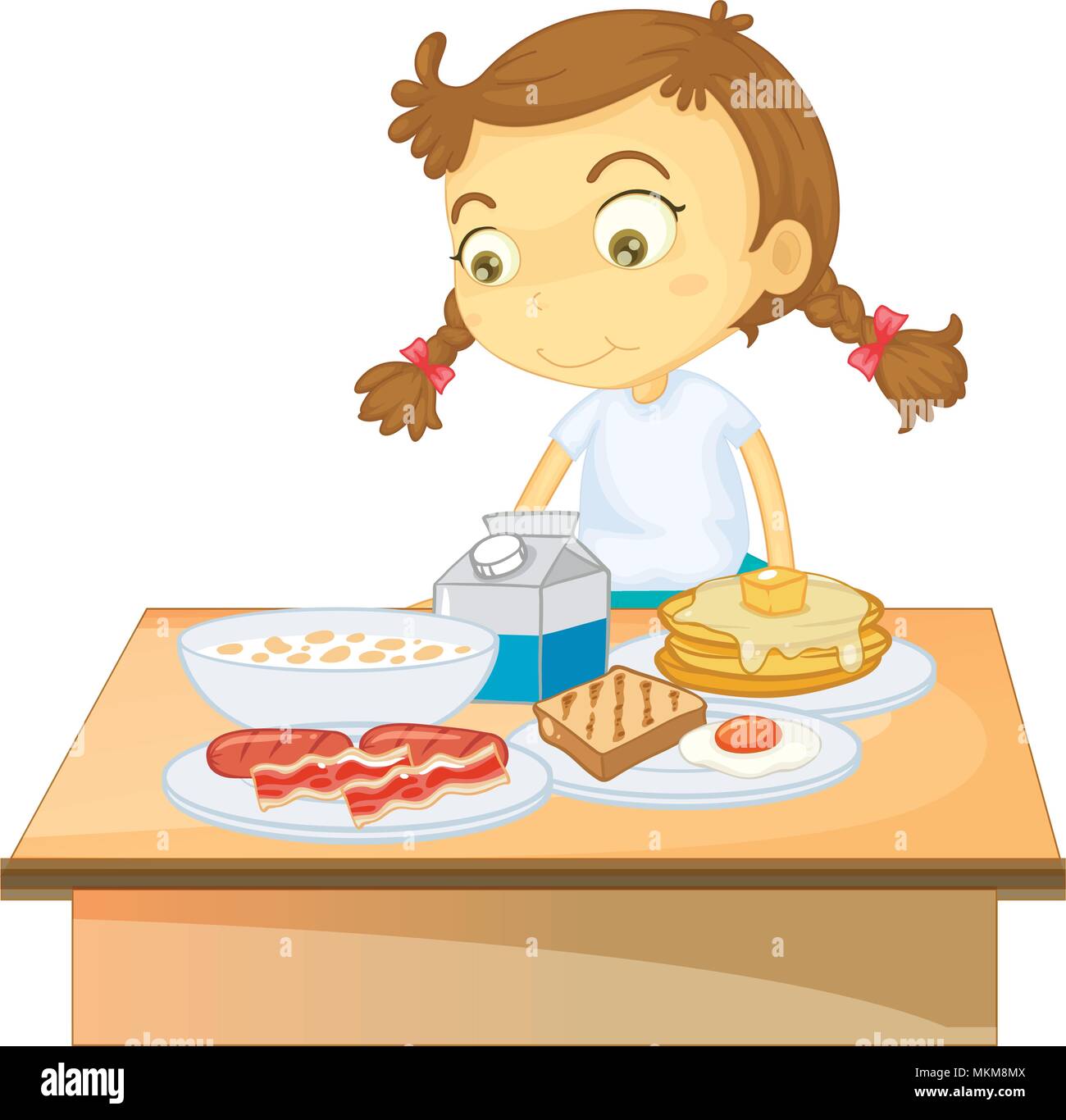 eat breakfast clipart girl