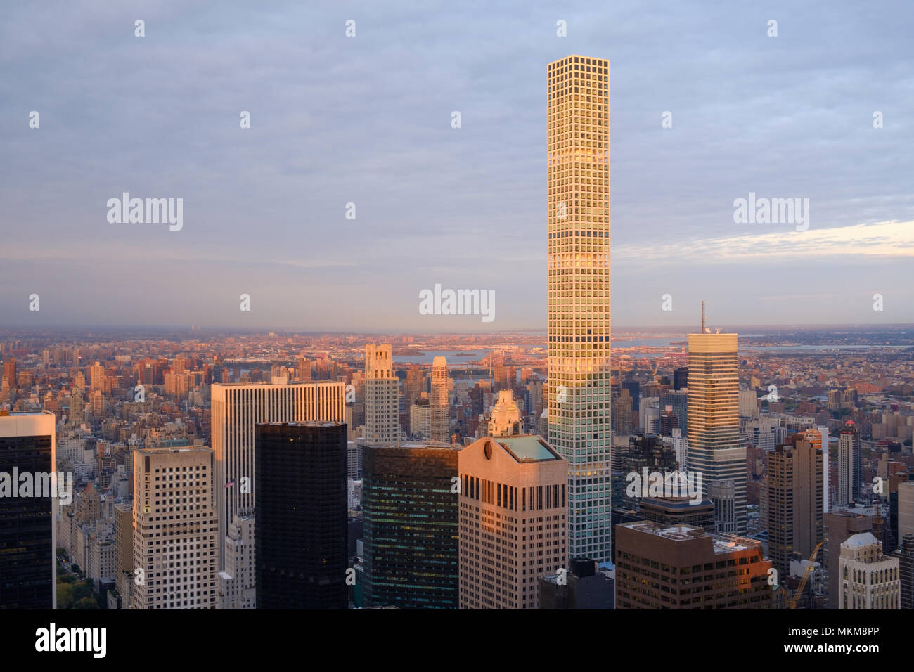 View from the Rockfeller plaza on New York and Brooklyn Stock Photo