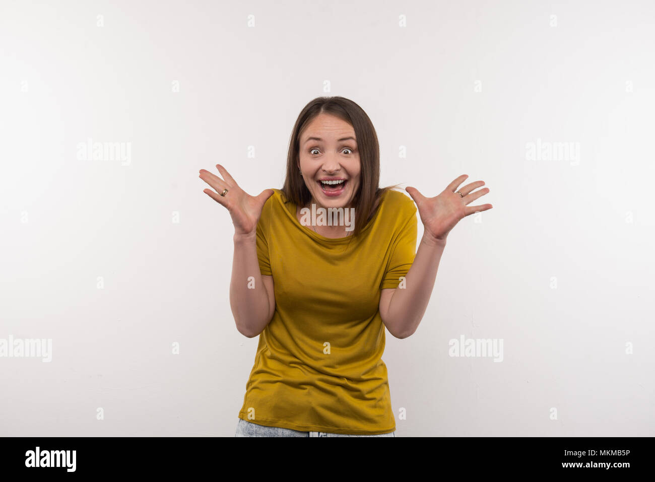 Beautiful woman being happy hi-res stock photography and images - Alamy