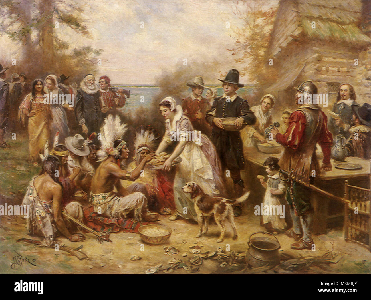 First Thanksgiving. Plymouth.  1621 Stock Photo
