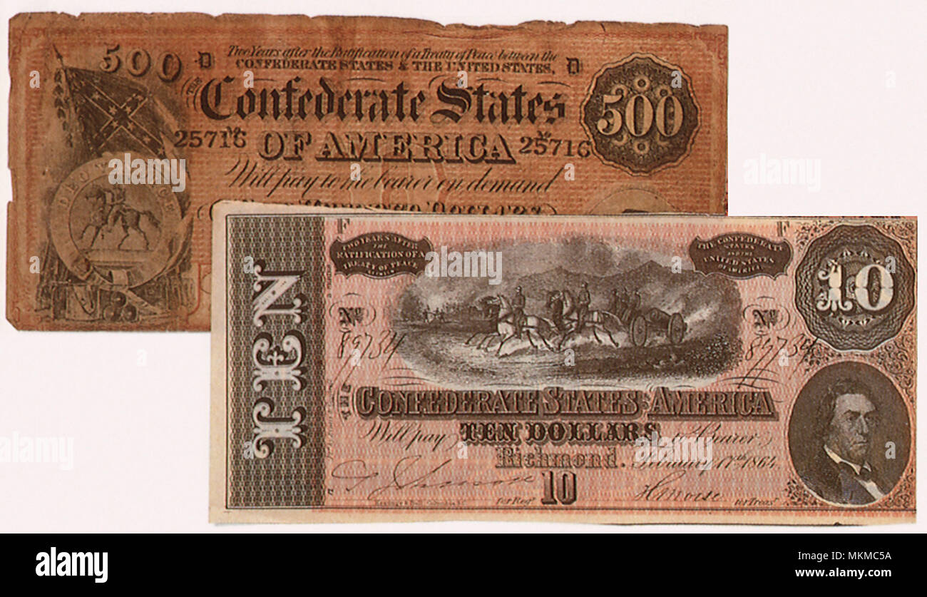 Confederate Notes Stock Photo