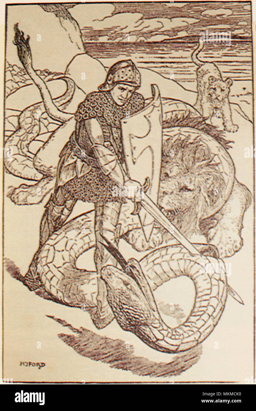 Yvain Ou Le Chevalier Au Lion Illustration Snake illustration lion hi-res stock photography and images - Alamy