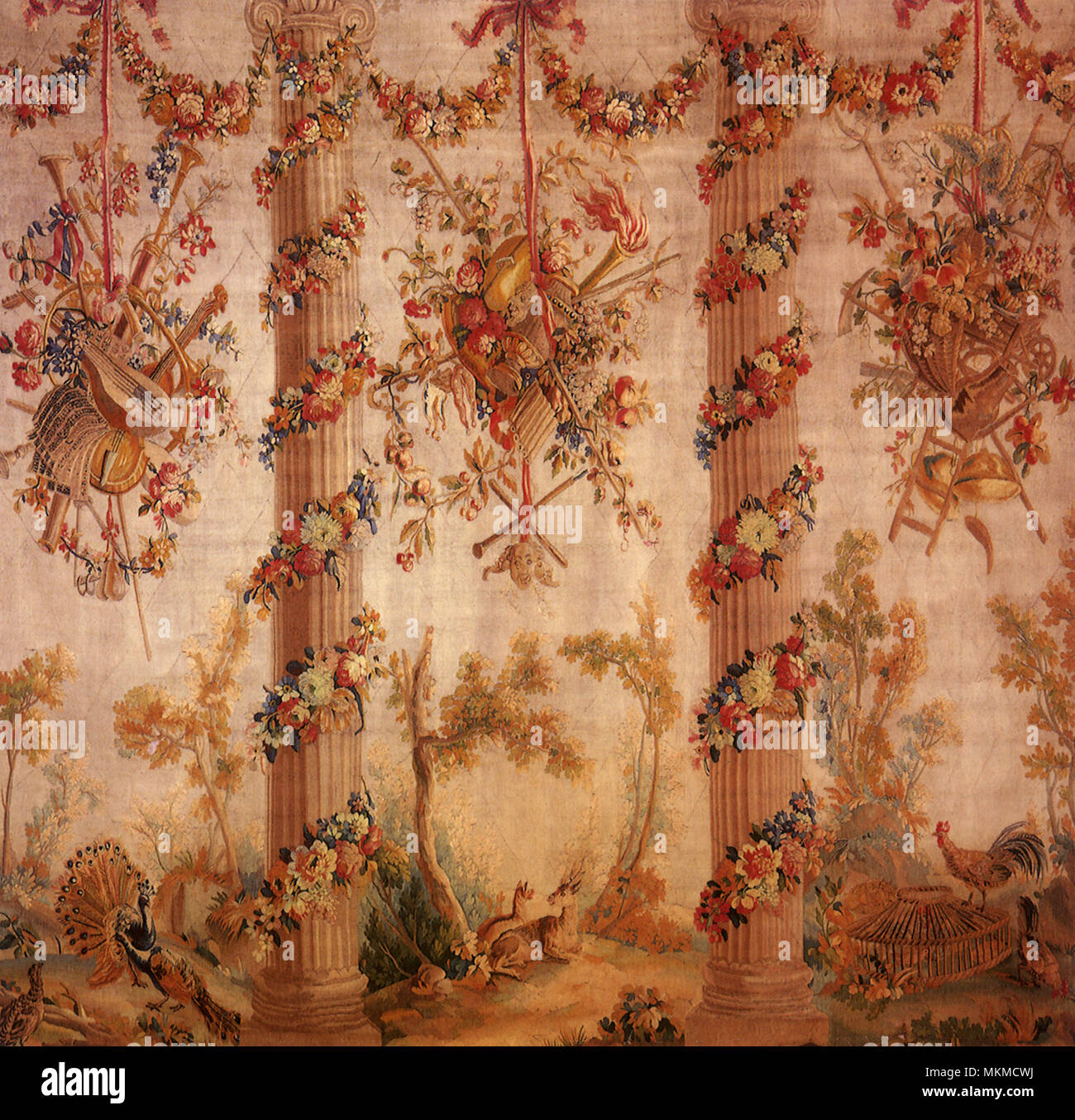 Decorative Tapestry with Columns Stock Photo Alamy