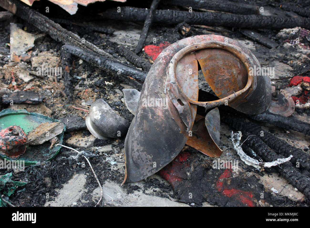 A house catch fire and gas cylinder burst. (Photo by David Talukdar