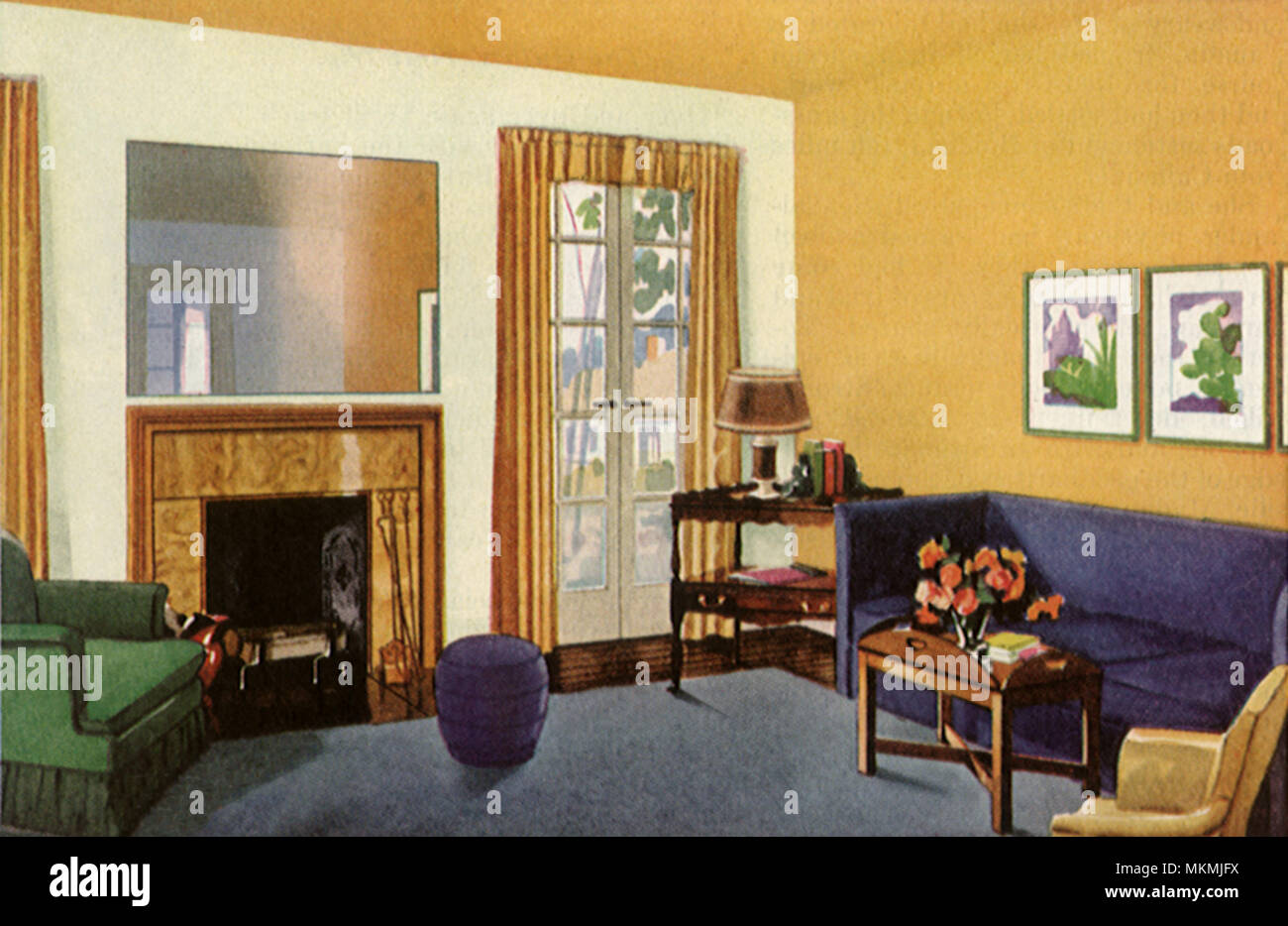 Blue and Gold Room Stock Photo Alamy