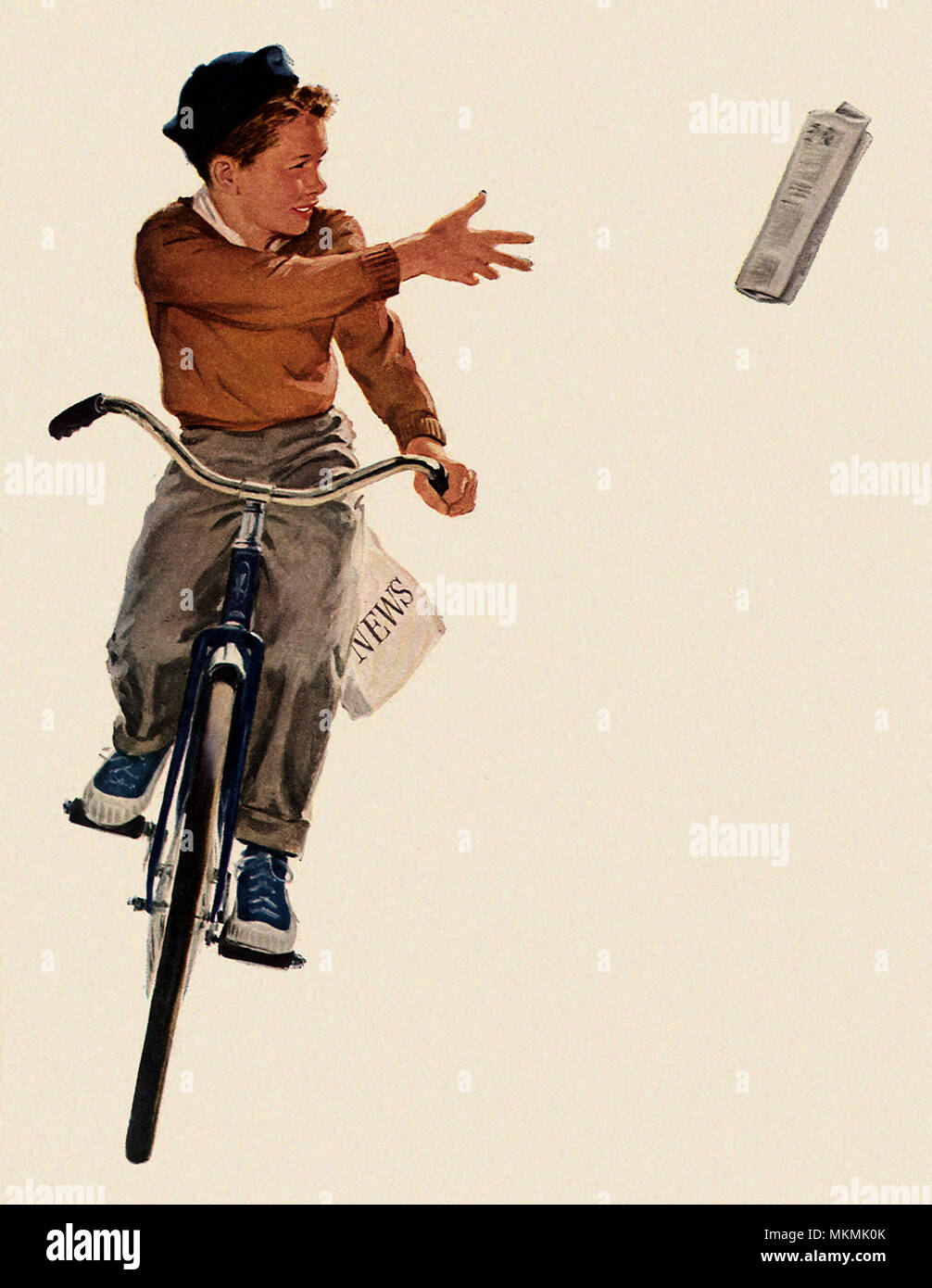 Boy delivering newspapers hires stock photography and images Alamy