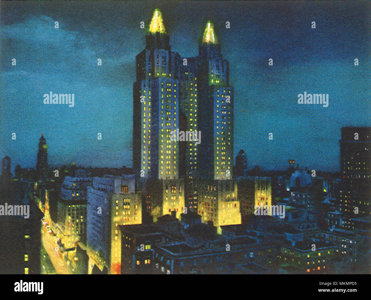 City Skyline at Night Stock Photo