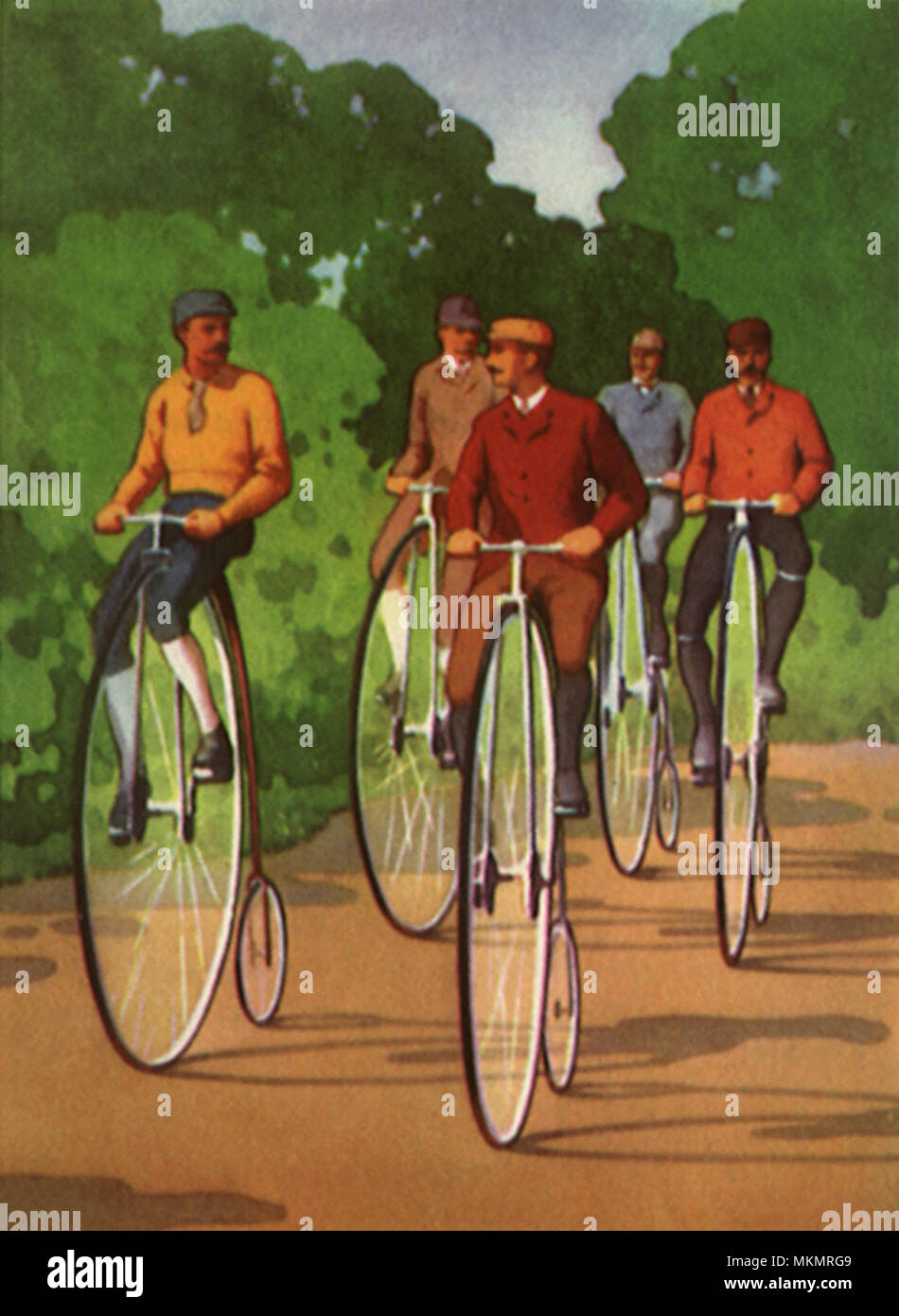 Men on Bicycles Stock Photo