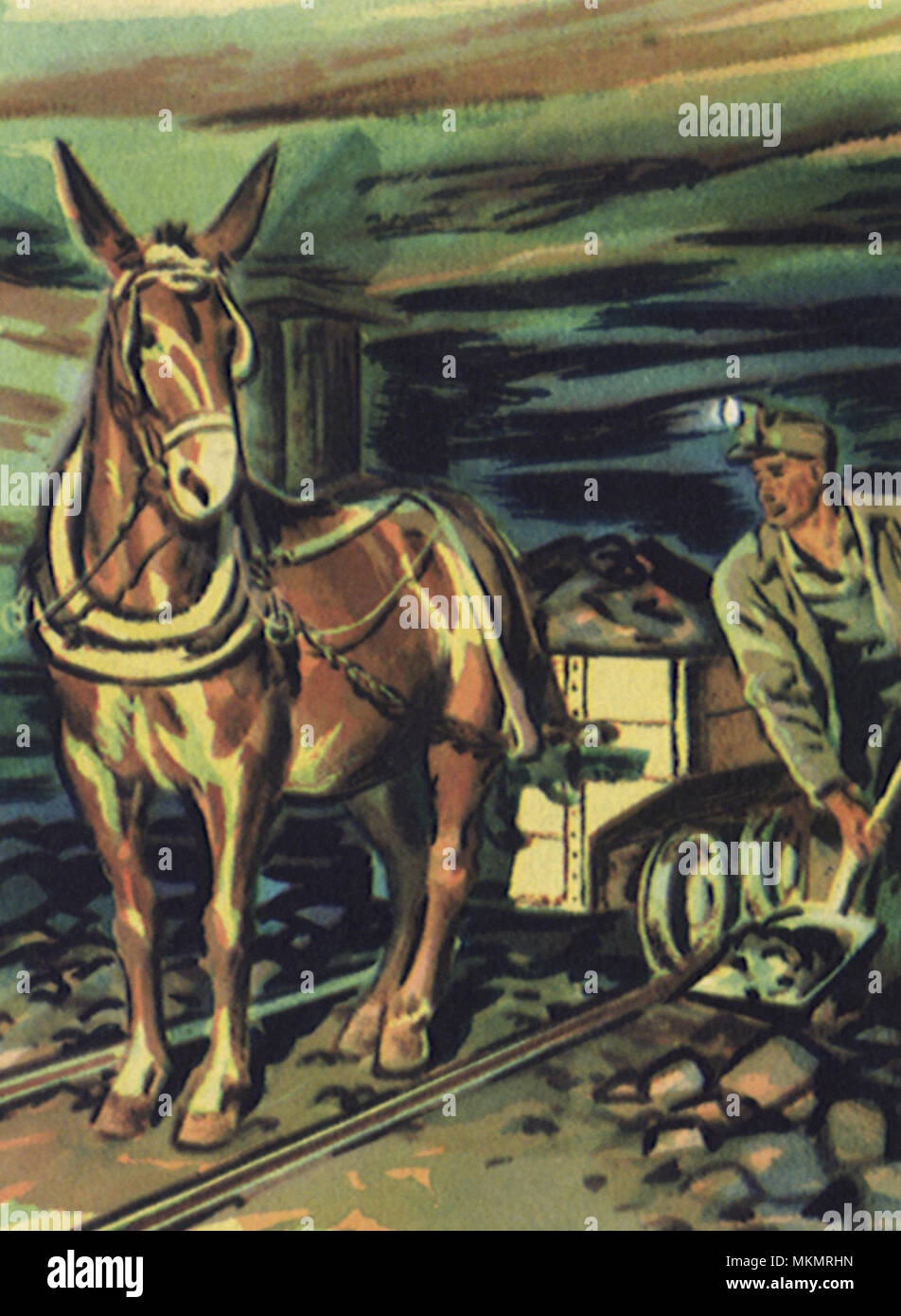 Coal Miner and Mule Stock Photo