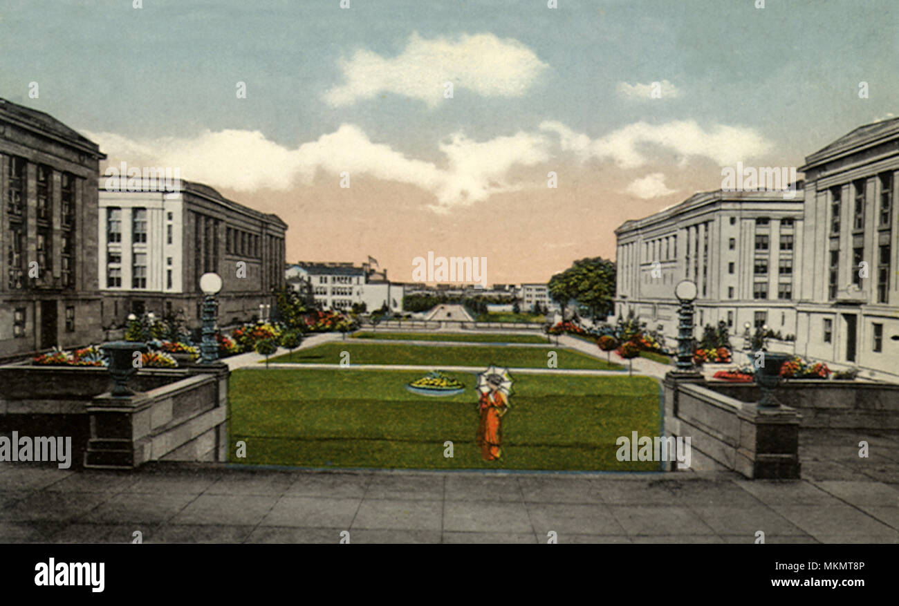 Harvard School Courtyard. Boston. Stock Photo