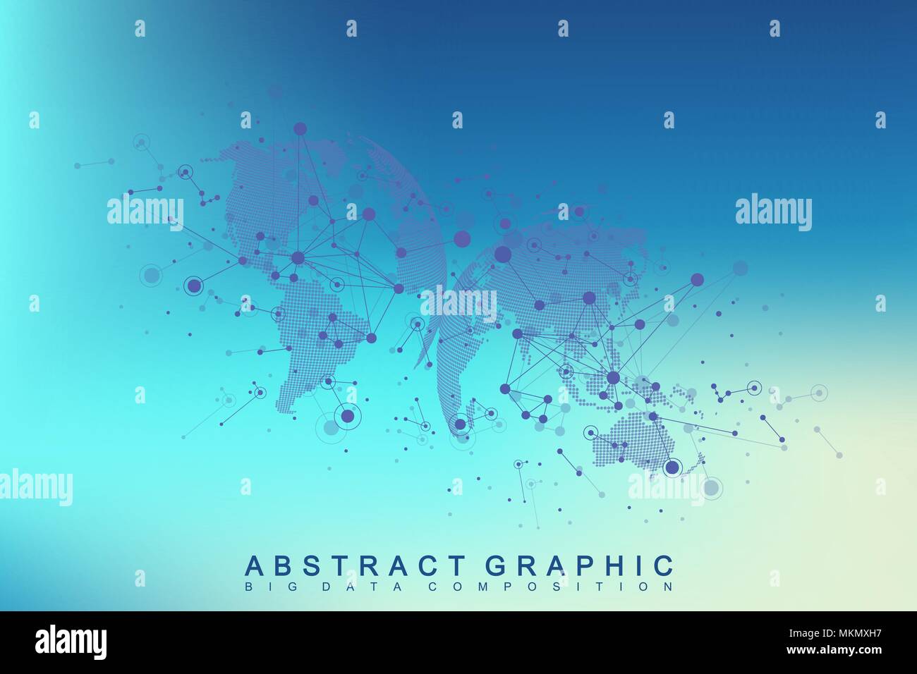 Three-dimensional abstract planet, representing the global, international meaning technology networking concept. Digital data visualization. Big Data background communication vector illustration. Stock Vector