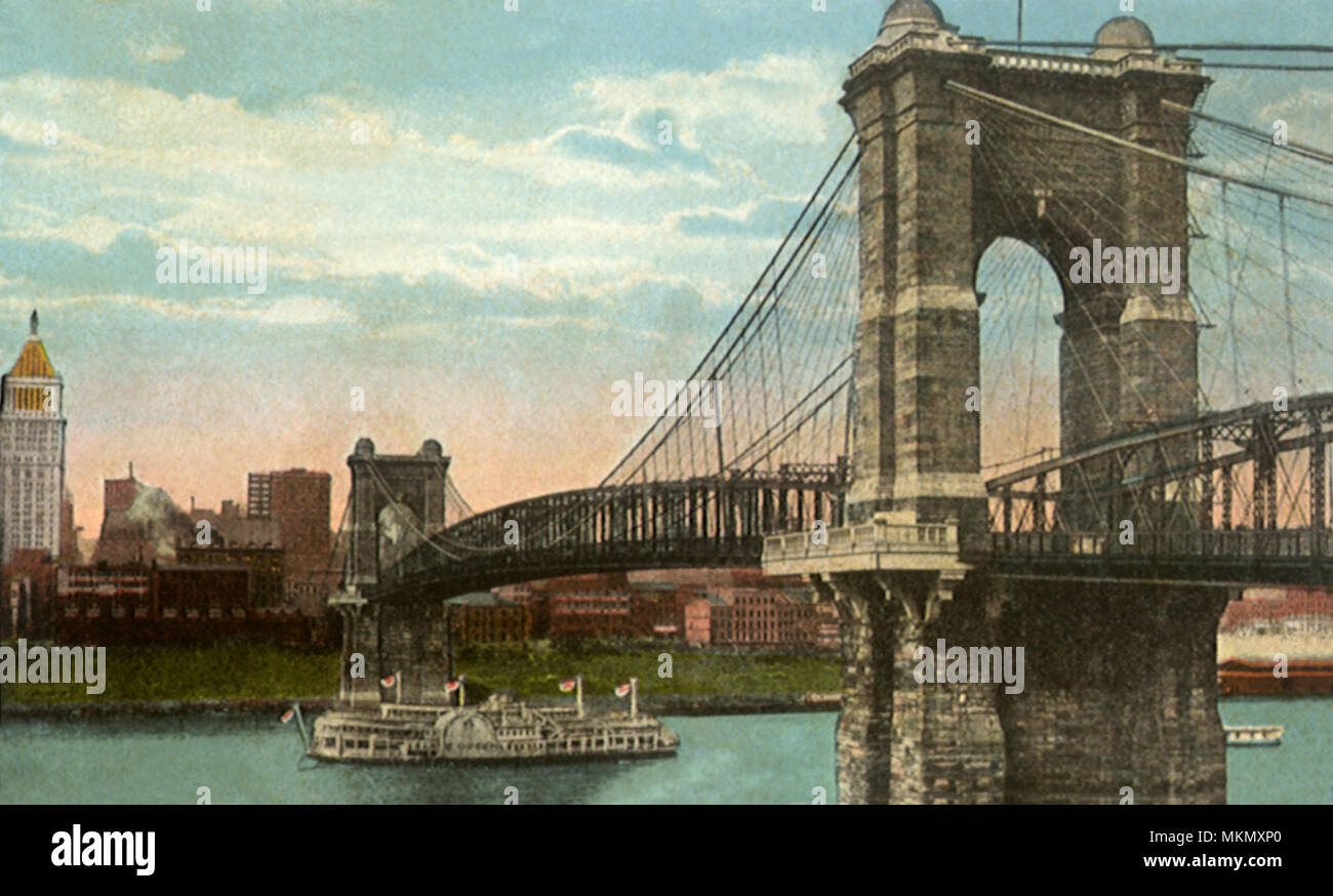 Suspension Bridge. Cincinnati. Stock Photo