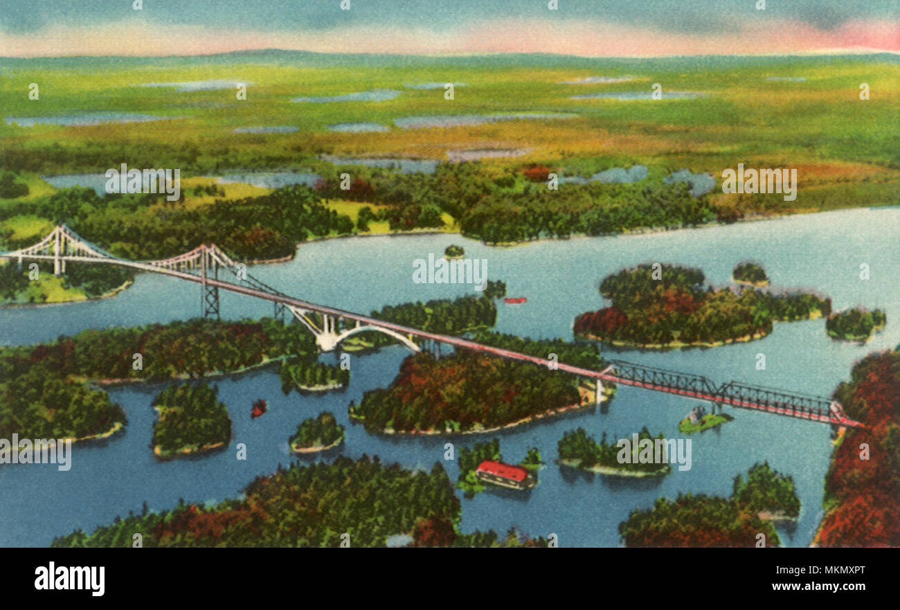 1000 Islands Bridge. Collins Landing. Stock Photo