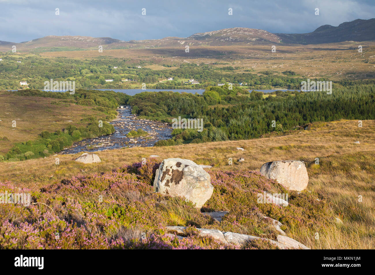 Donegal Landscape overlooking Lackagh River and Glen Lough Stock Photo