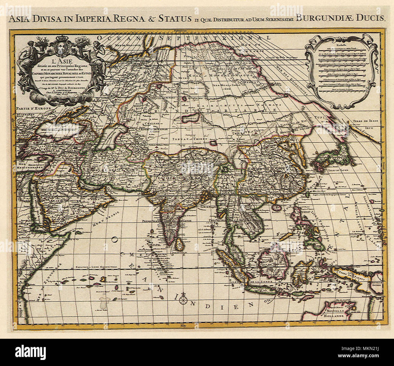 French Map of Asia 1700 Stock Photo