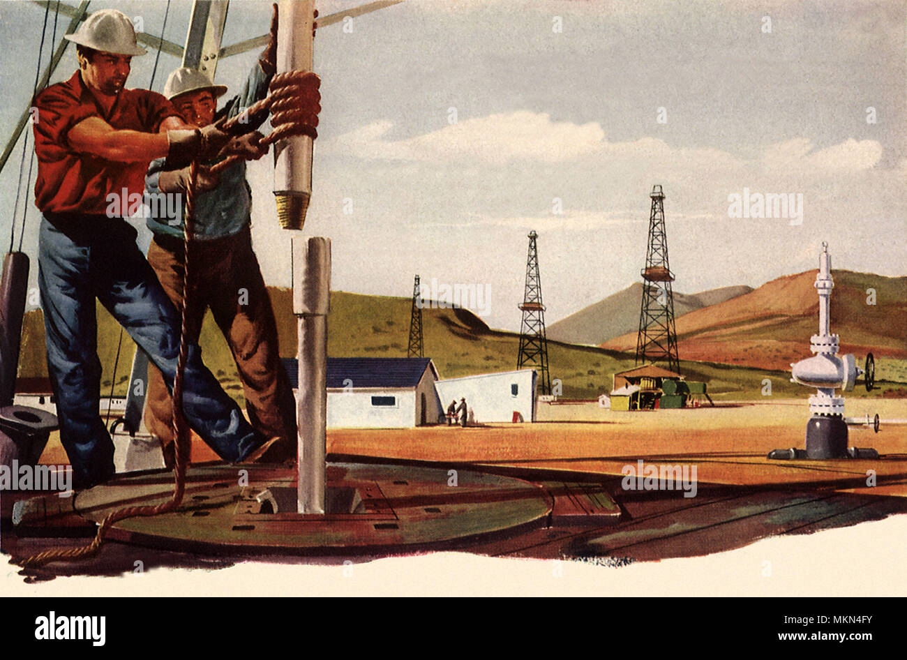 Oil Well Workers Stock Photo Alamy