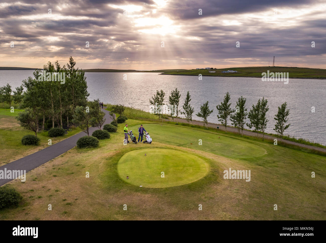 Golf Course, Mosfellsbaer, Iceland Stock Photo