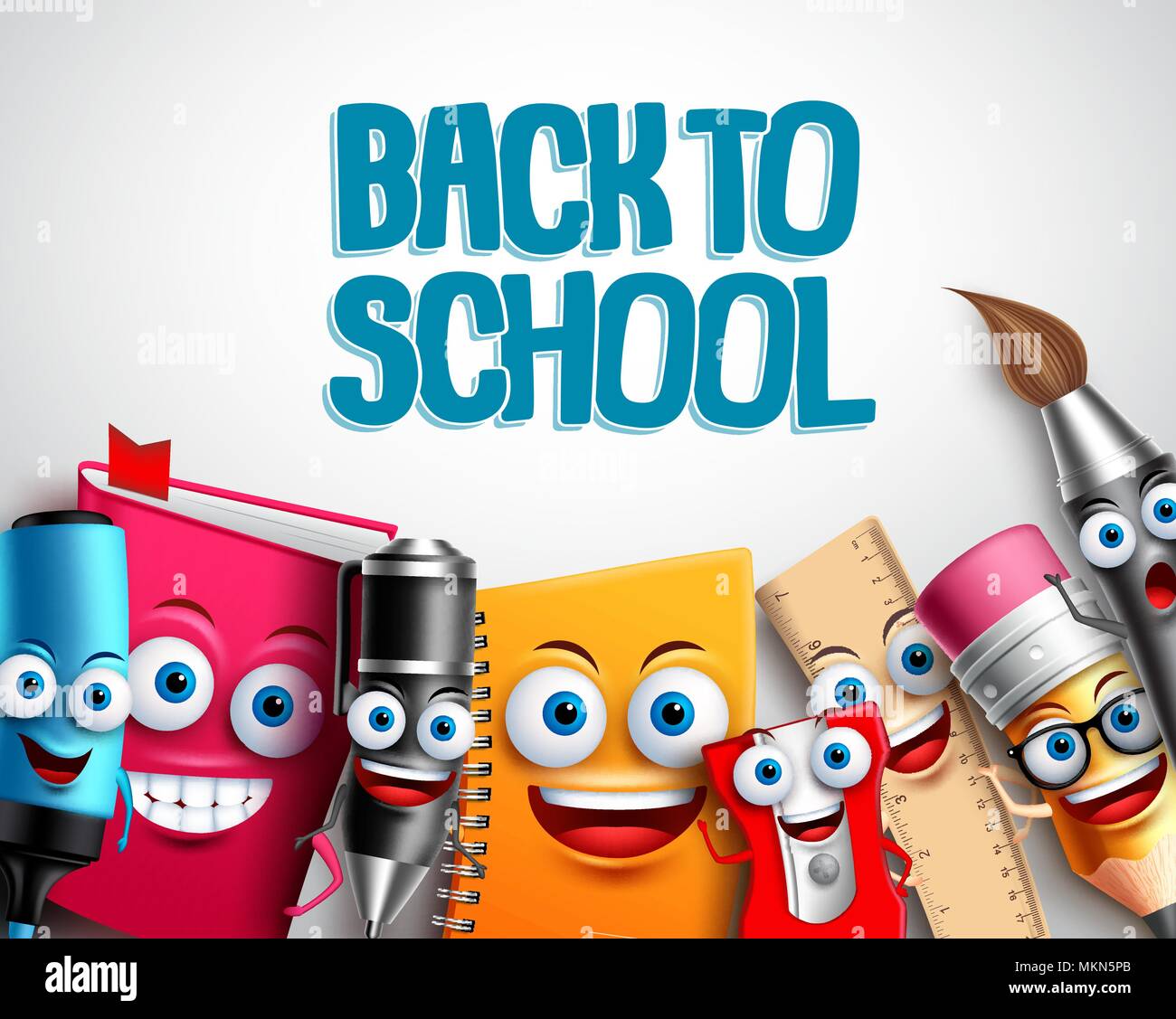 Back to school vector characters background template with colorful ...