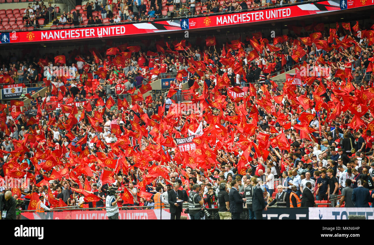 Manchester United football fans watch Emirates FA Cup semi final match  against Tottenham Hotspur at Wembley Stadium England UK Photo Simon Dack /  TPI Stock Photo - Alamy