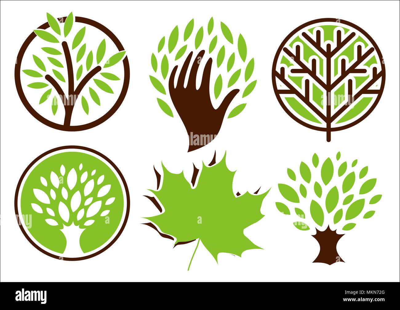 Set of logos of the trees. Stock Vector