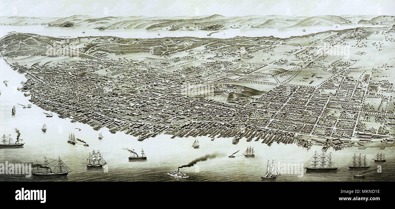 Panoramic View of the City of Halifax, Nova Scotia 1879 Stock Photo