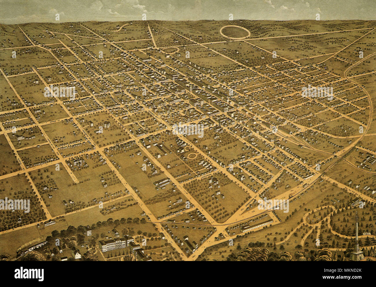 Bird's Eye View of the City of Lexington 1871 Stock Photo