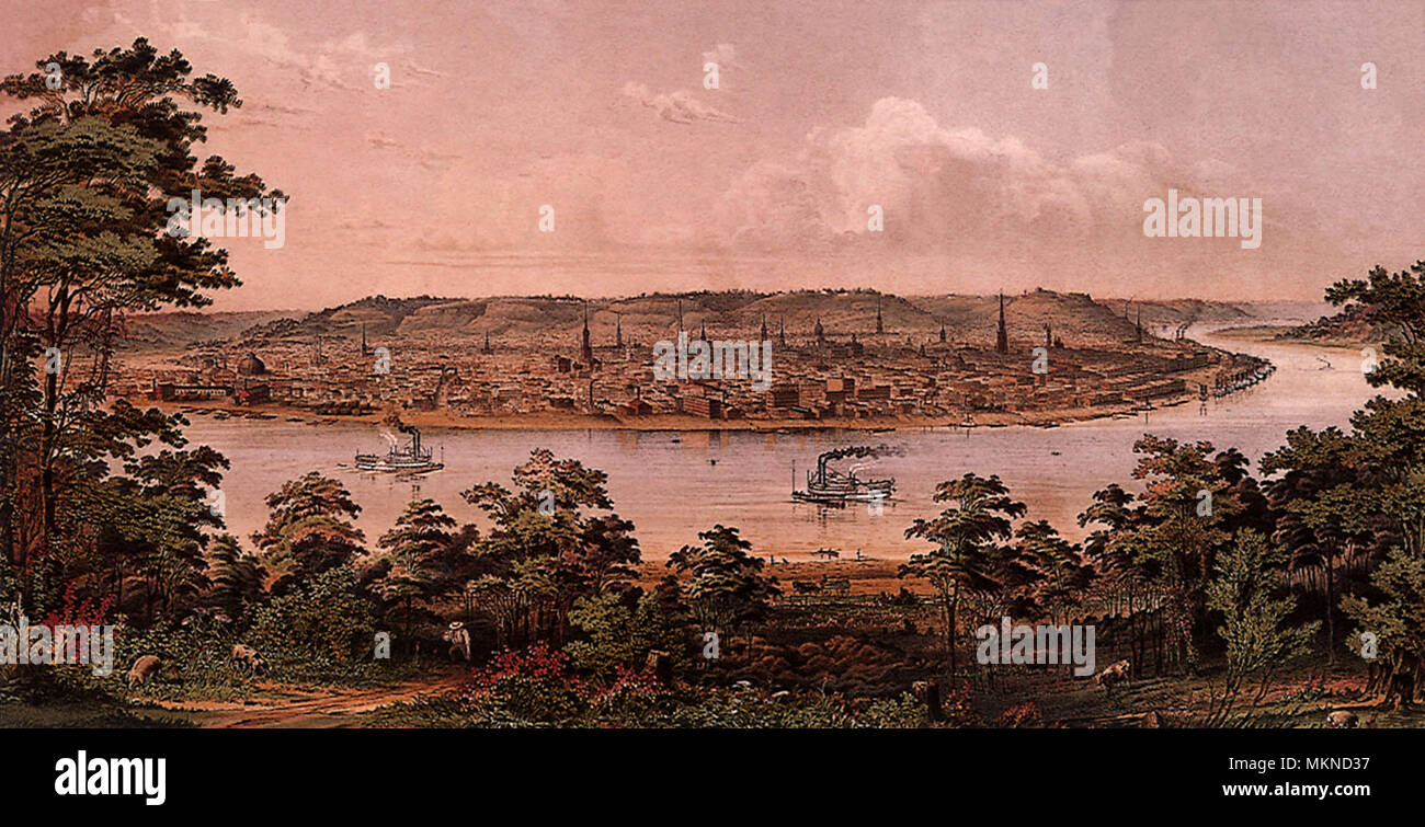 Cincinnati, From a Point West of Covington, Kentucky 1856 Stock Photo