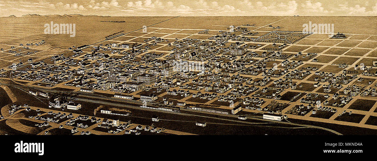 Bird's Eye View of the Cheyenne, Wyoming 1882 Stock Photo