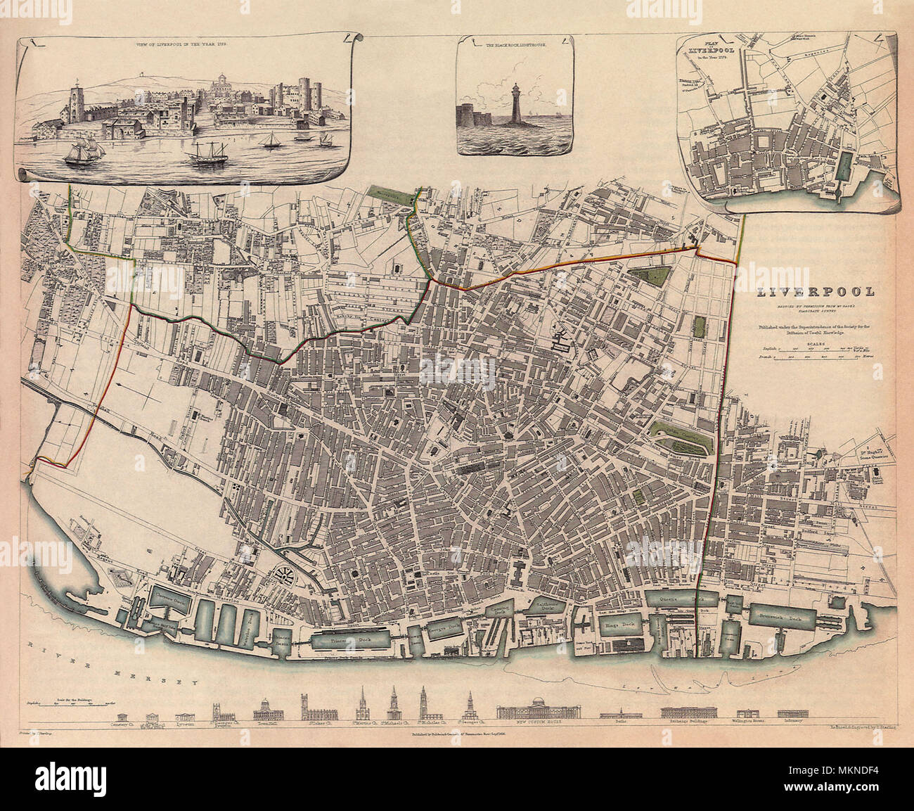 Map of Liverpool 1836 Stock Photo