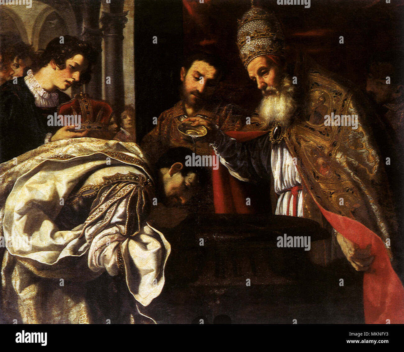 Saint Silvester, Pope, Baptises the Emperor Constantine 1624 Stock Photo