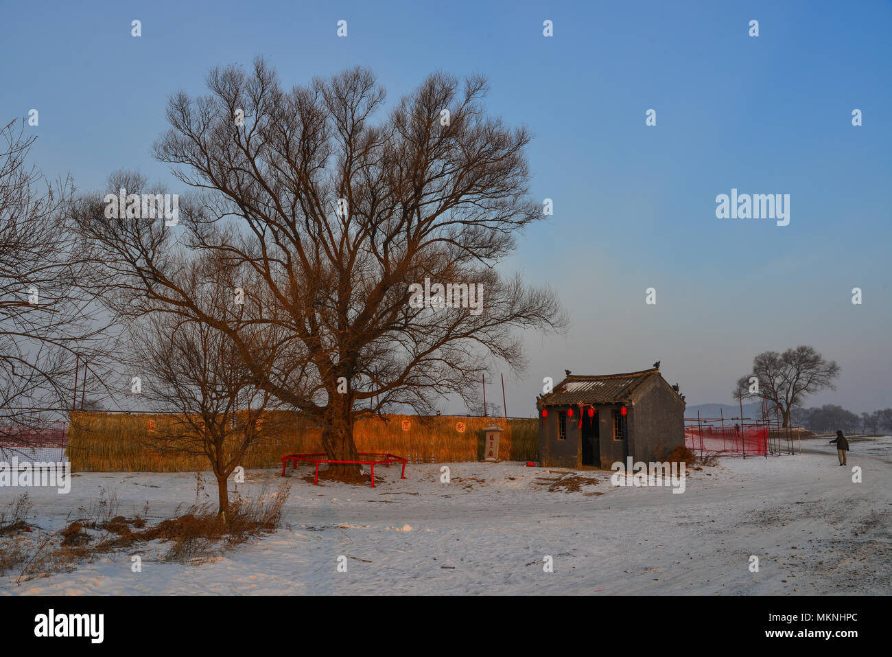 Harbin, China - Feb 25, 2018. Small Temple At Winter In Harbin, China 