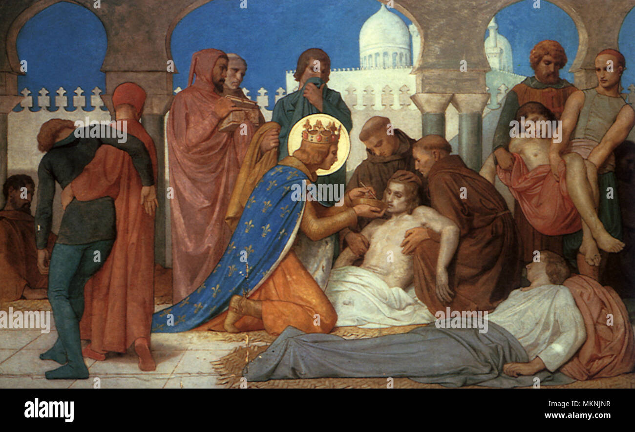 Saint Louis Caring for the Plague Victims Stock Photo