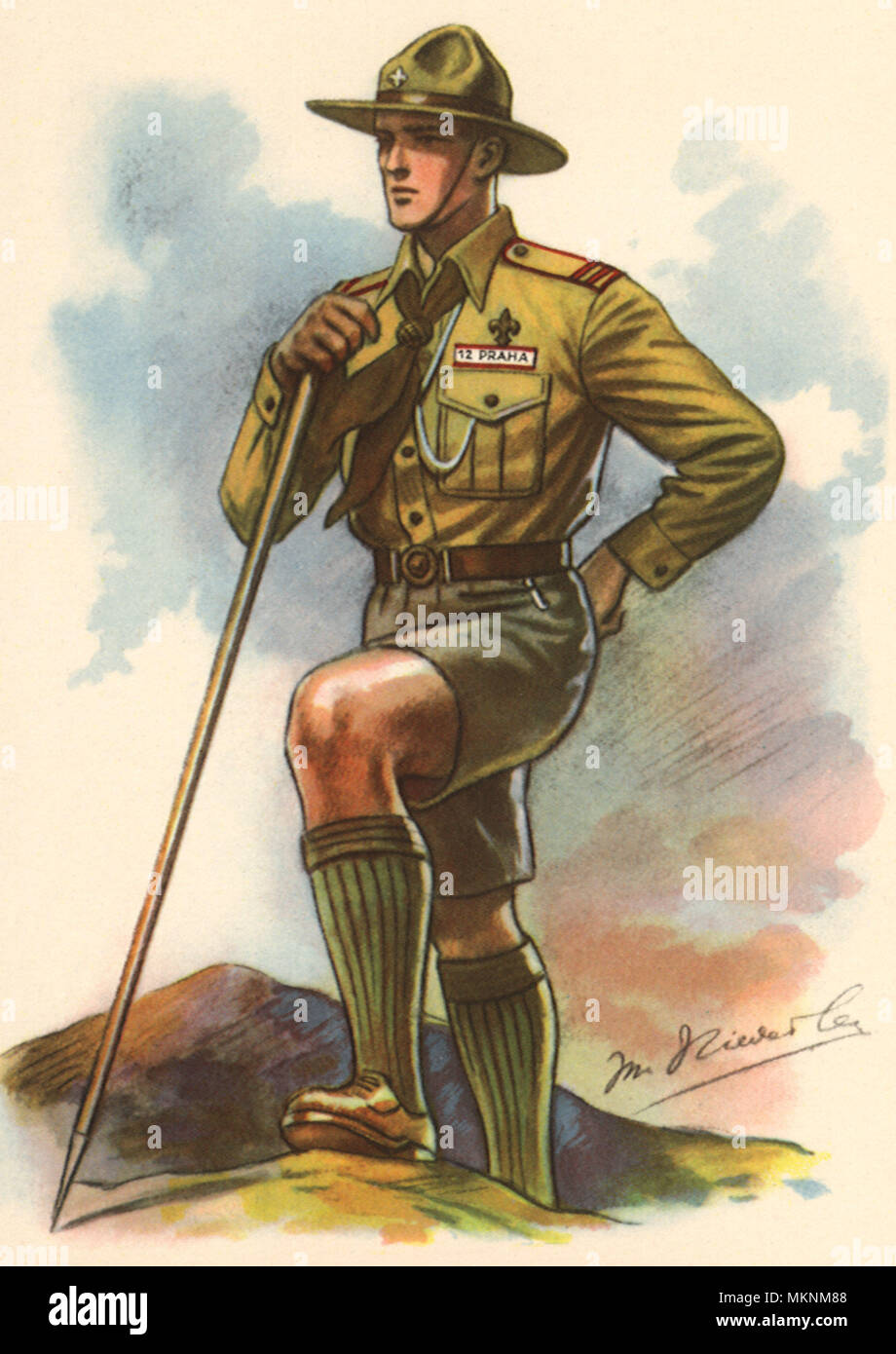 Boy Scout on Hill Stock Photo - Alamy