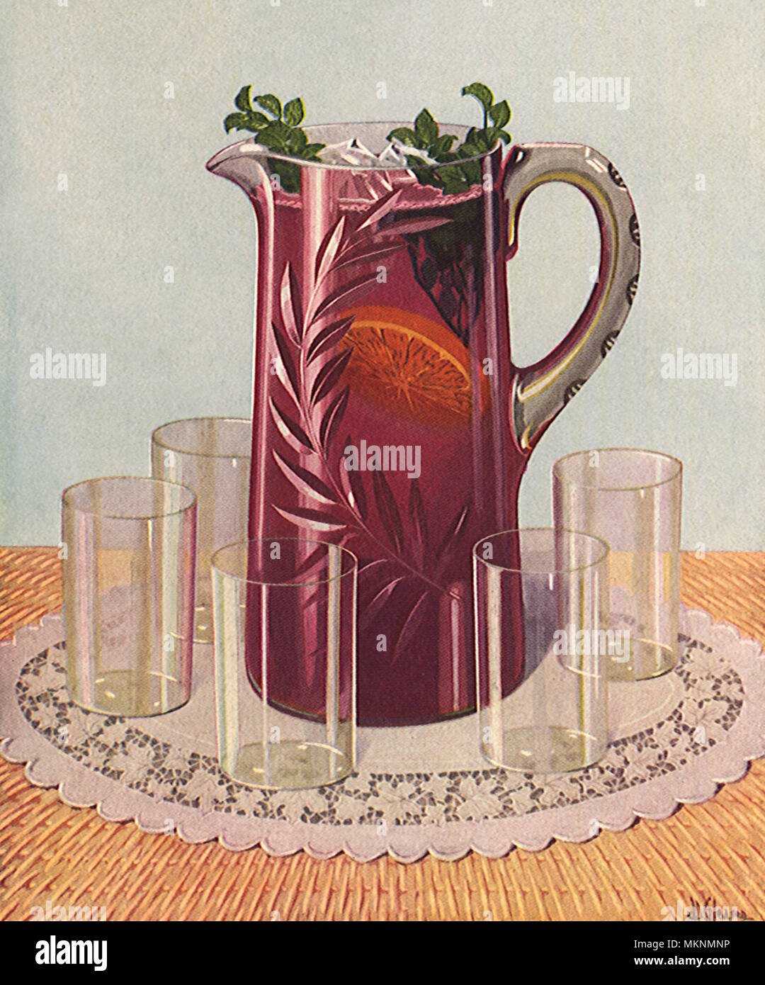Pitcher with Glasses Stock Photo Alamy