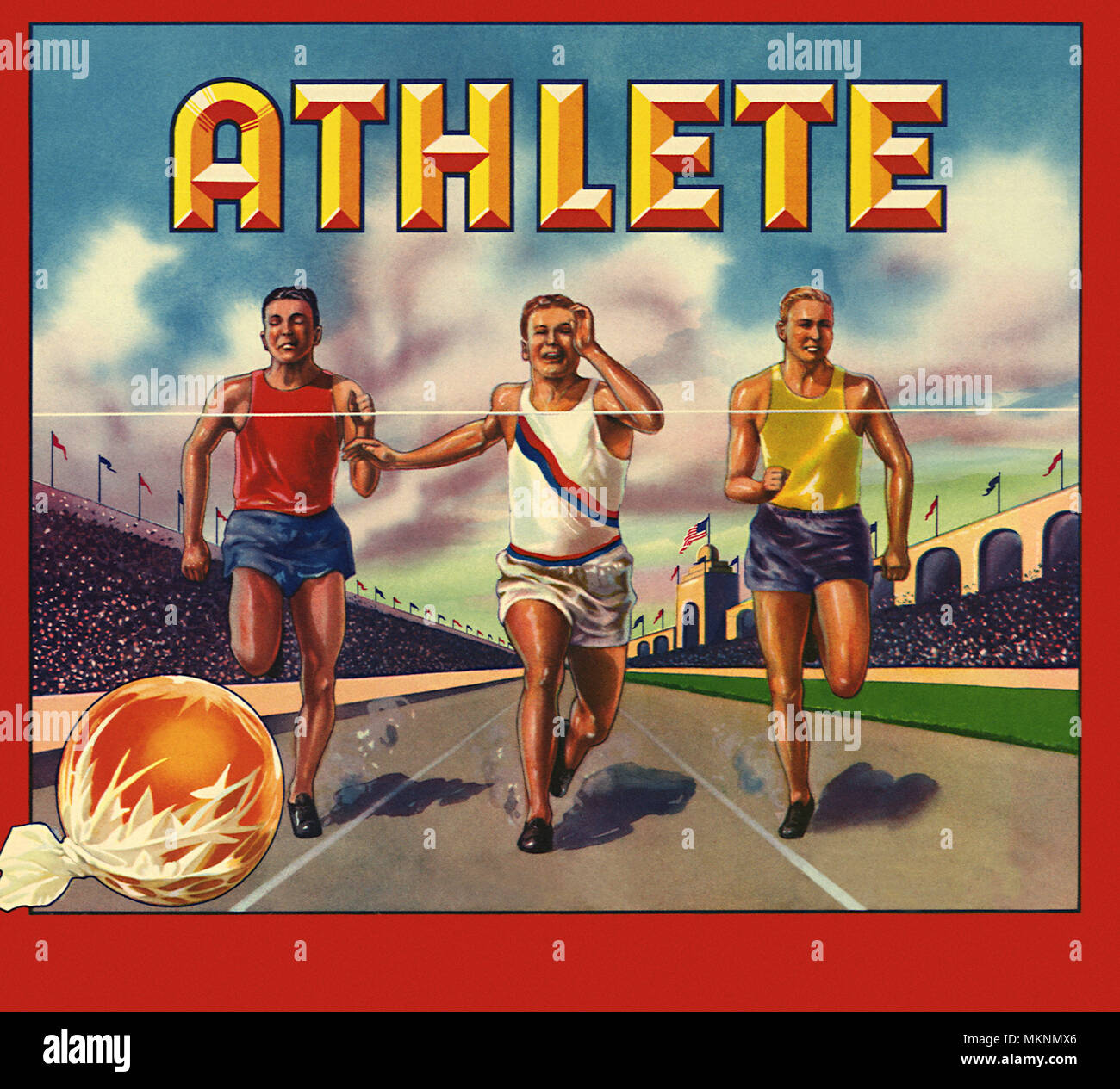 Three Athletes Compete Stock Photo Alamy