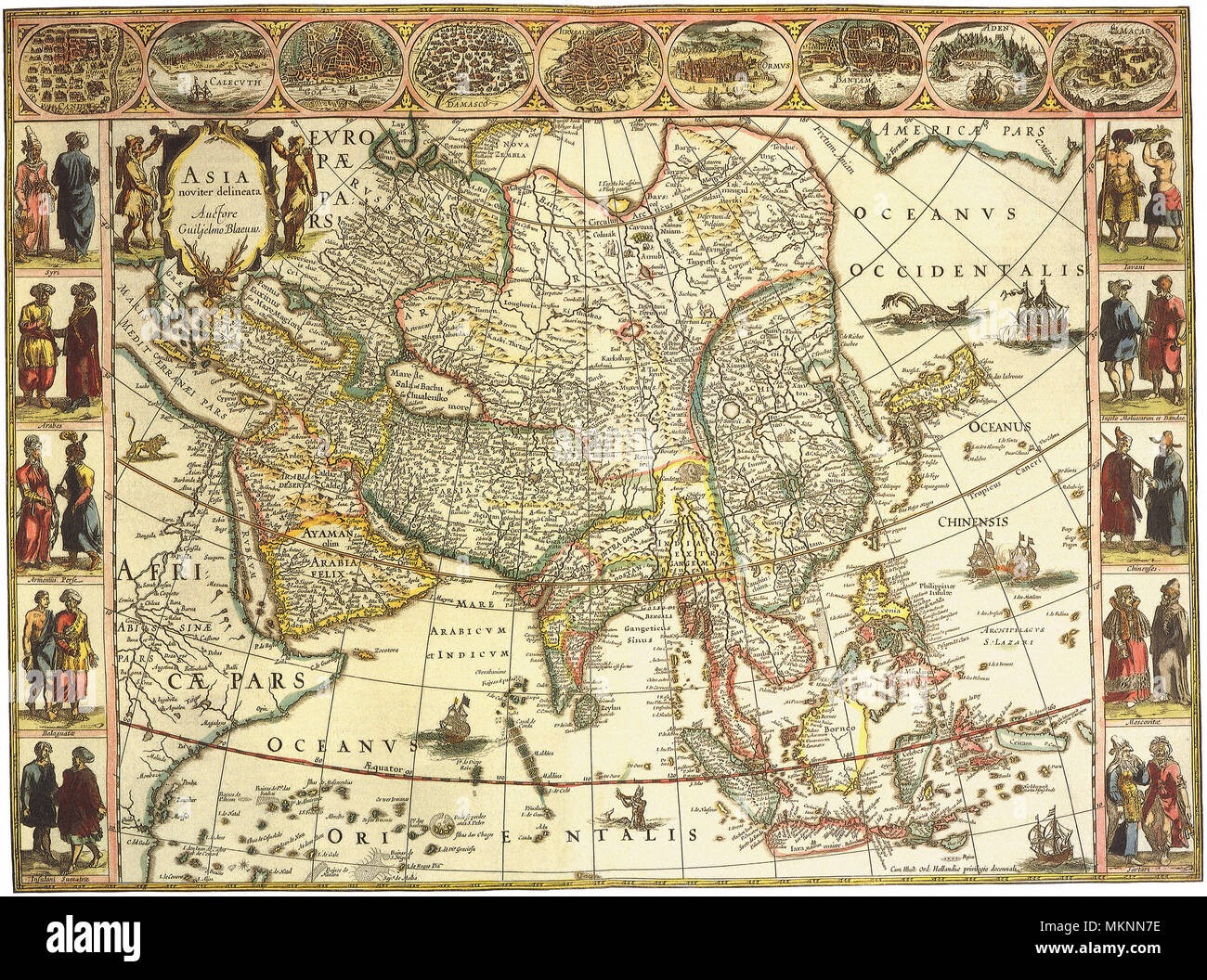 Map of Asian Continent 1617 Stock Photo