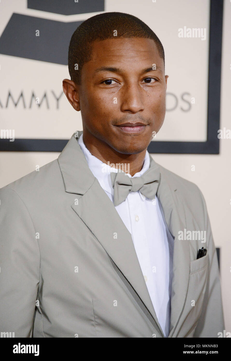 pharrell williams at  the 57th Annual GRAMMY Awards at the Staples Center in Los Angeles. February 8, 2015.pharrell williams  Event in Hollywood Life - California,  Red Carpet Event, Vertical, USA, Film Industry, Celebrities,  Photography, Bestof, Arts Culture and Entertainment, Topix Celebrities fashion / one person, Vertical, Best of, Hollywood Life, Event in Hollywood Life - California,  Red Carpet and backstage, USA, Film Industry, Celebrities,  movie celebrities, TV celebrities, Music celebrities, Photography, Bestof, Arts Culture and Entertainment,  Topix, headshot, vertical, from the ye Stock Photo
