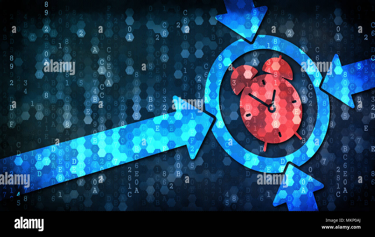 Time Concept: Alarm Clock - Image on Pixelated Background. Stock Photo