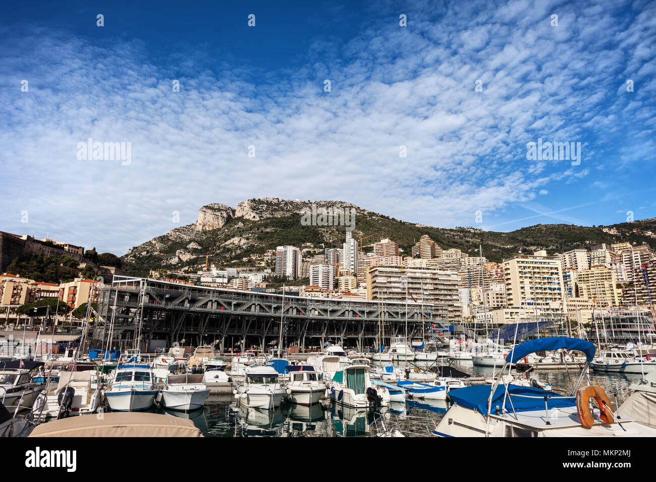 Monaco principality, city skyline from Port Hercules Stock Photo