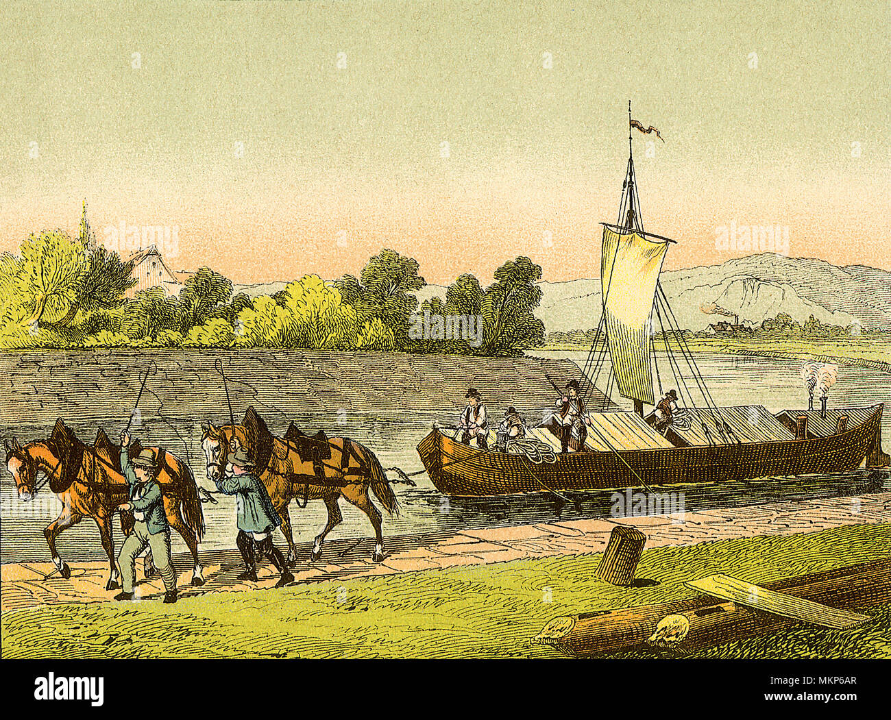 Horses Pulling Barge Stock Photo Alamy