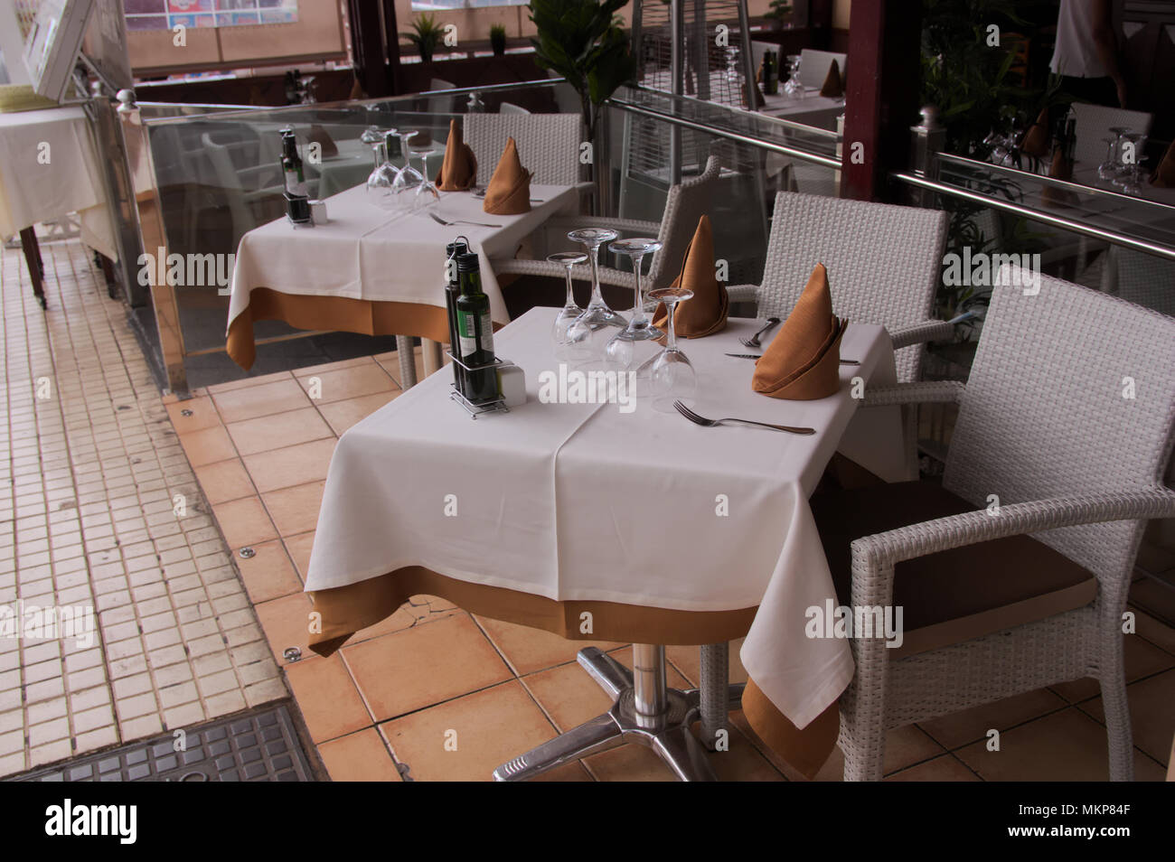 A table for two in a restaurant Stock Photo