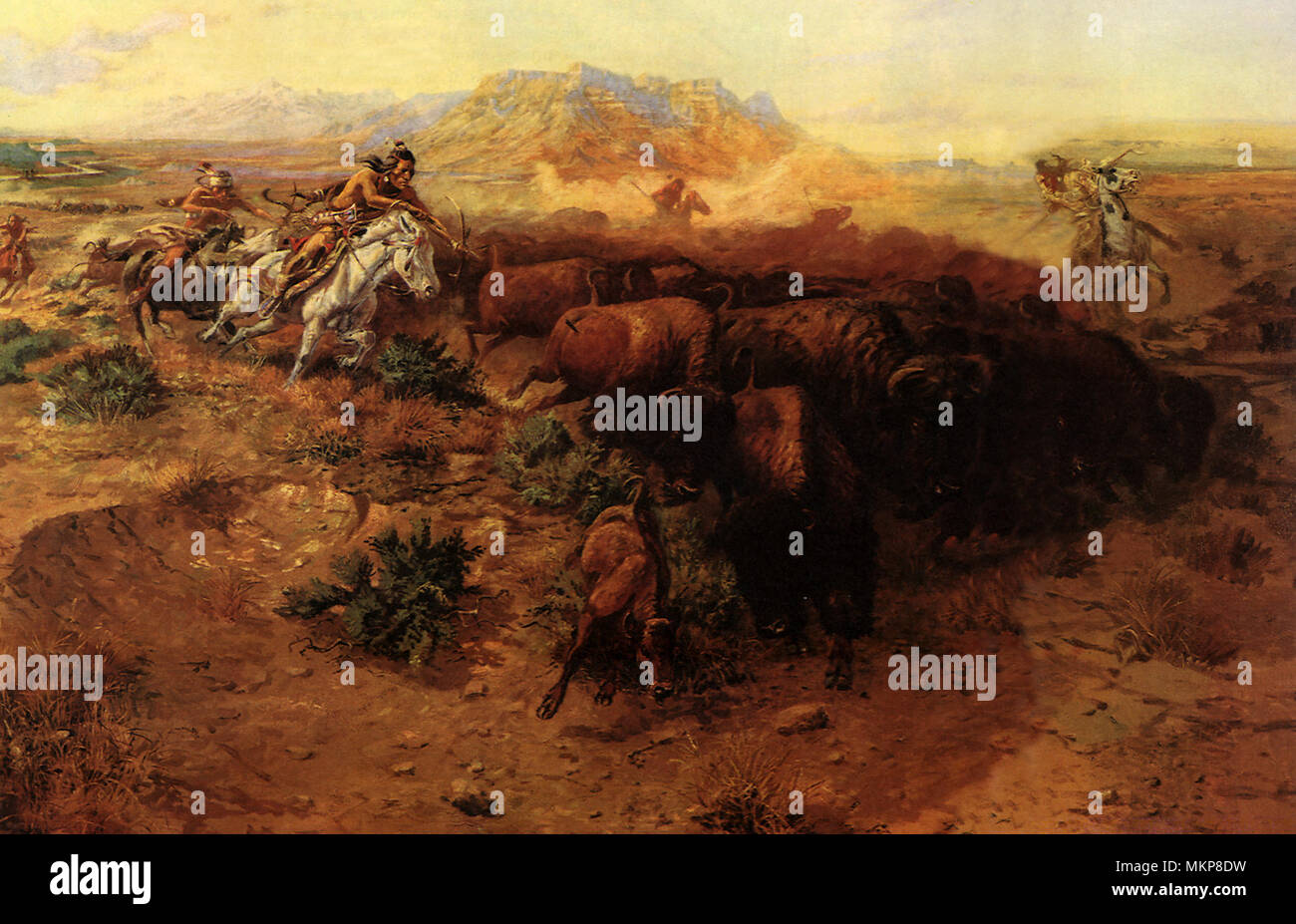 Native indians hunting buffalo hi-res stock photography and images - Alamy
