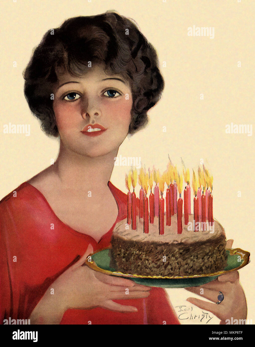 Woman holding Birthday Cake Stock Photo Alamy