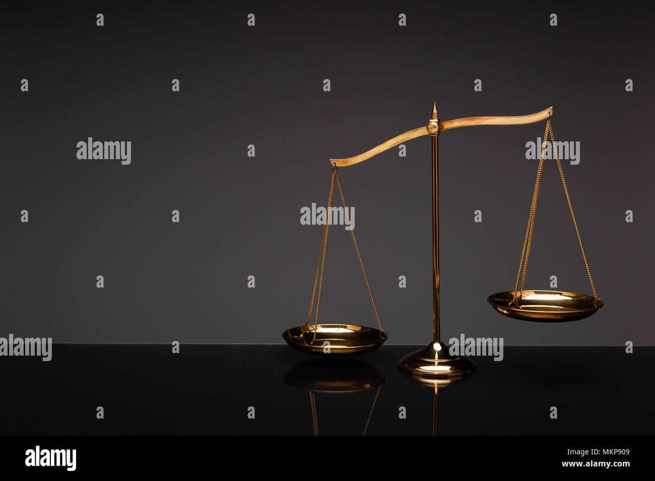 Gold brass balance scale, weight balance, imbalance scale with