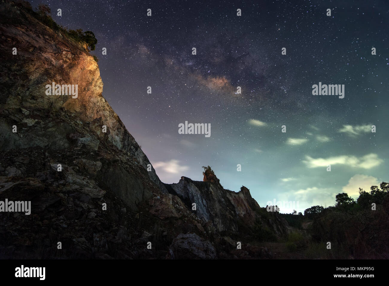 Milky Way Galaxy Astrophotography Night landscape Stock Photo